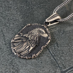 925 Solid Silver Eagle Head Necklace