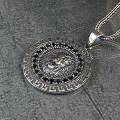 Lion Men Necklace 925 Sterling Silver Pendant