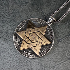 Large Seal Of Solomon 925 Sterling Silver Necklace Pendant