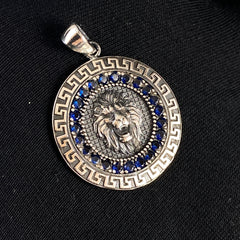 Sapphire Stone 925 Sterling Silver Lion Necklace