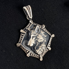 Wolf Head 925 Sterling Silver Men Necklace