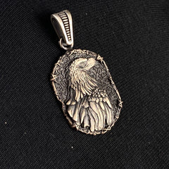 925 Solid Silver Eagle Head Necklace