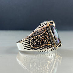 Mystic Topaz Gemstone 925 Solid Silver Men Handmade Ring