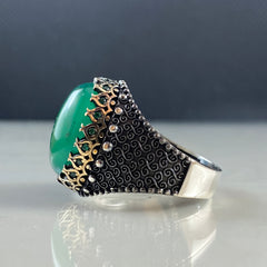 Green Agate Gemstone 925 Silver Daily Men Ring