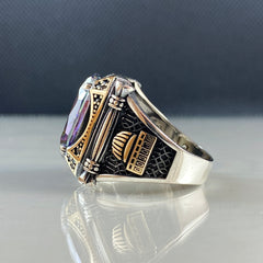 Mosque Mystic Topaz Gemstone 925 Solid Silver Men Ring