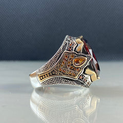 Classic Ruby Stone 925 Solid Silver Men Handmade Ring