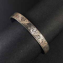 Hand Engraved 925 Solid Silver Handmade Men Cuff Bracelet