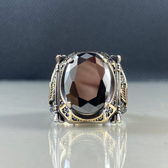 Mosque Islamic Onyx Stone 925 Solid Silver Ring