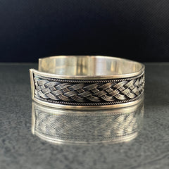 925 Solid Silver Handmade Men Cuff Bracelet