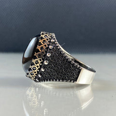 Black Gemstone Onyx 925 Sterling Silver Men Ring