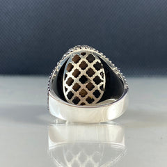 Black Gemstone Onyx 925 Sterling Silver Men Ring