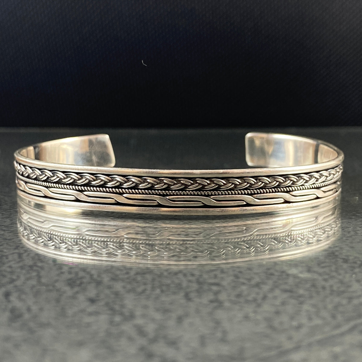 925 Sterling Silver Cuff Bracelet For Men