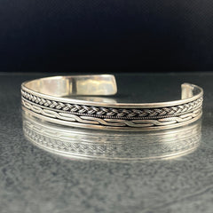 925 Sterling Silver Cuff Bracelet For Men