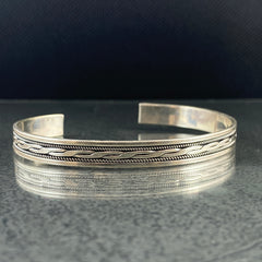 925 Sterling Silver Cuff Bracelet For Men