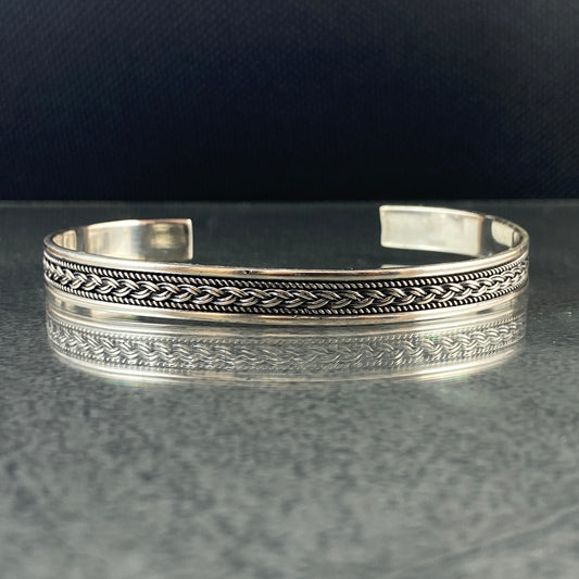 925 Sterling Silver Cuff Bracelet For Men