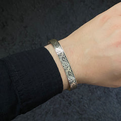 Hand Engraved 925 Solid Silver Handmade Men Cuff Bracelet