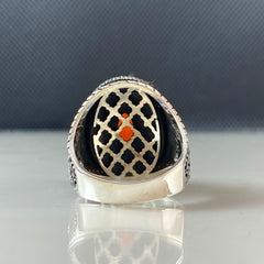 Red Agate Stone 925 Sterling Silver Turkish Ring