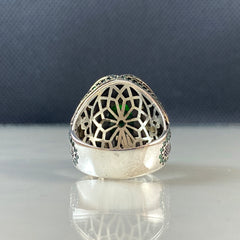 Emerald Gemstone 925 Solid Silver Men Ring