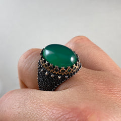 Green Agate Gemstone 925 Silver Daily Men Ring