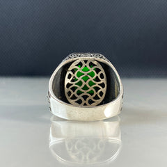 Men Handmade Emerald Stone 925 Solid Silver Ring