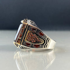 Red Ruby Stone 925 Sterling Silver Men Handmade Ring