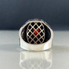 Red Ruby Stone 925 Sterling Silver Men Handmade Ring