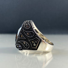 Black Onyx Gemstone 925 Solid Silver Men Ring