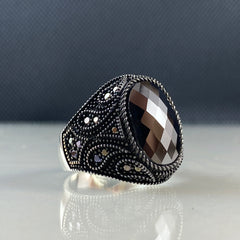 Black Onyx Gemstone 925 Solid Silver Men Ring