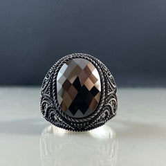 Black Onyx Gemstone 925 Solid Silver Men Ring