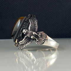 Tiger Eye Stone 925 Sterling Silver Men Handmade Ring