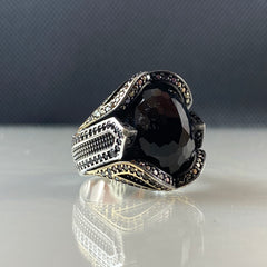 Oval Onyx Gemstone 925 Sterling Silver Ring