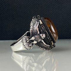 Tiger Eye Stone 925 Sterling Silver Men Handmade Ring