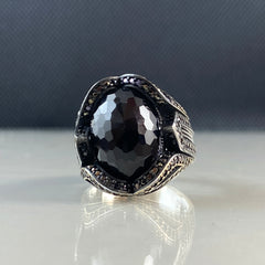 Oval Onyx Gemstone 925 Sterling Silver Ring