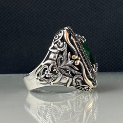 Anillo de plata maciza de piedra esmeralda 925, anillo de piedra preciosa esmeralda verde 