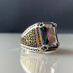 Mystic Topaz Gemstone 925 Solid Silver Ring