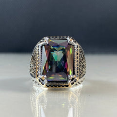 Mystic Topaz Gemstone 925 Solid Silver Ring