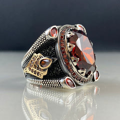 Large Gemstone Ruby 925 Sterling Silver Men Ring