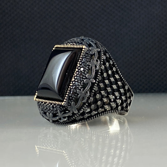 Onyx Stone 925 Sterling Silver Men Handmade Ring