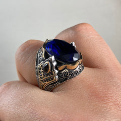 Sapphire Gemstone 925 Solid Silver Men Ring