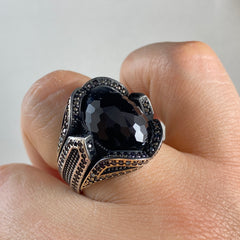 Oval Onyx Gemstone 925 Sterling Silver Ring