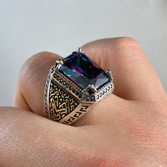 Mystic Topaz Gemstone 925 Solid Silver Ring