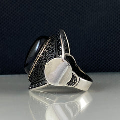 Onyx Gemstone 925 Sterling Silver Men Handmade Ring