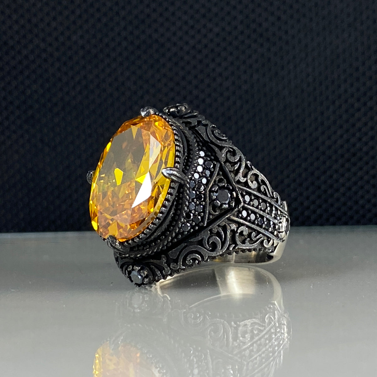 Yellow Citrine Stone 925 Sterling Silver Handmade Ring