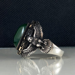 Green Agate Gemstone 925 Sterling Silver Men Handmade Ring