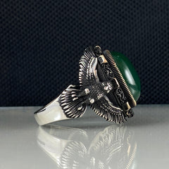 Green Agate Gemstone 925 Sterling Silver Men Handmade Ring