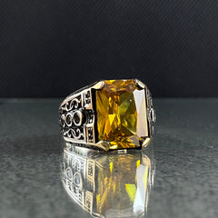 Citrine Stone 925 Sterling Silver Men Ring