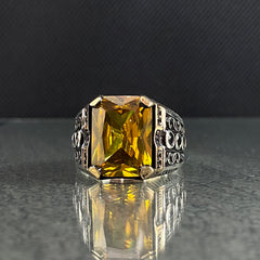 Citrine Stone 925 Sterling Silver Men Ring