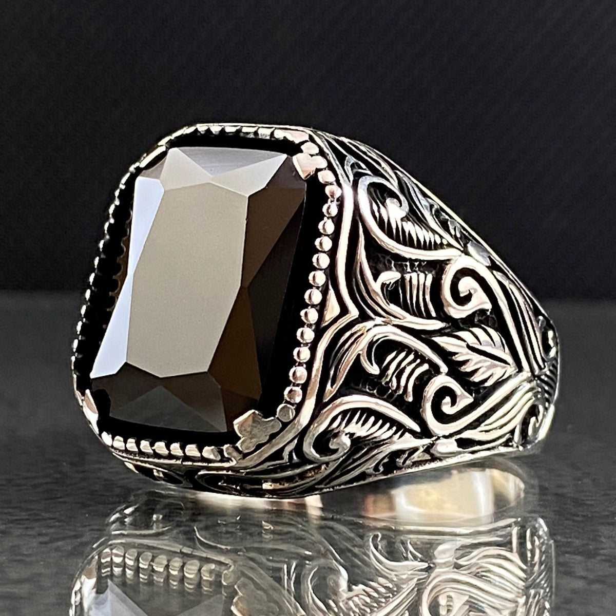 Black Onyx Stone 925 Sterling Silver Men Ring