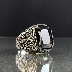 Black Onyx Stone 925 Sterling Silver Men Ring