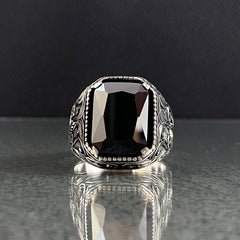 Black Onyx Stone 925 Sterling Silver Men Ring